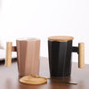 Polygonal Ceramic Coffee Mug with Wood Handle