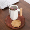 Polygonal Ceramic Coffee Mug with Wood Handle