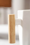 Polygonal Ceramic Coffee Mug with Wood Handle