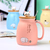 Cartoon Cat Ceramic Coffee Mug with Lid and Spoon