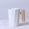 Polygonal Ceramic Coffee Mug with Wood Handle