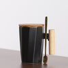 Polygonal Ceramic Coffee Mug with Wood Handle