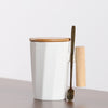 Polygonal Ceramic Coffee Mug with Wood Handle