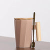 Polygonal Ceramic Coffee Mug with Wood Handle